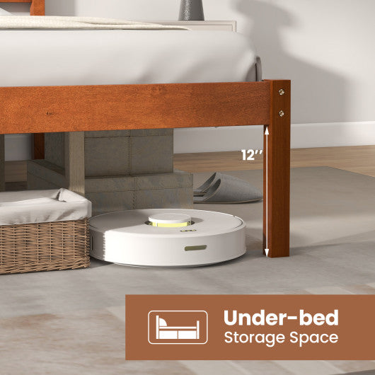 Twin/Full/Queen Size Bed Frame with Wooden Headboard and Slat Support-Queen Size