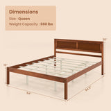 Twin/Full/Queen Size Bed Frame with Wooden Headboard and Slat Support-Queen Size