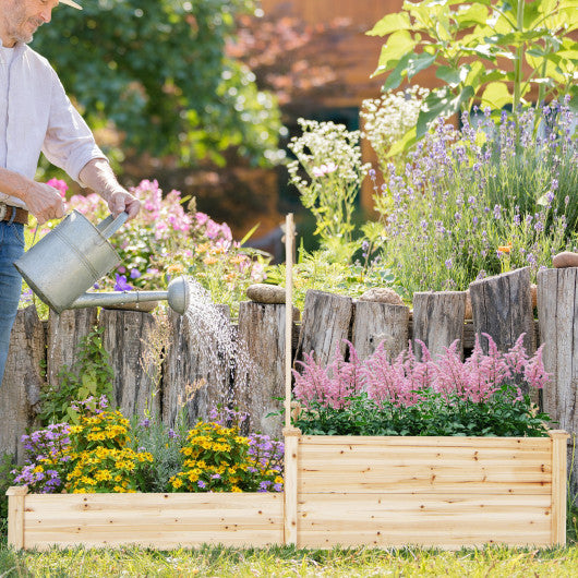 Raised Garden Bed with Trellis-Natural