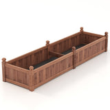 91 x 24 x 16 Inch Divisible Planter Box with Corner Drainage and Non-woven Liner for Growing Vegetables-Brown