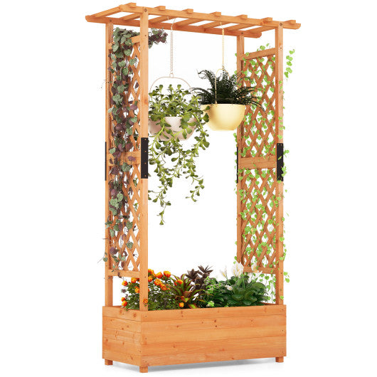 Raised Garden Bed with Arch Trellis-Orange