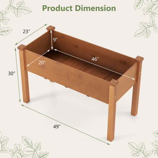 Raised Garden Bed with Legs and Drainage Holes for Backyard-Brown