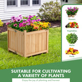 Folding Square Fir Wood Raised Garden Bed with Removable Bottom