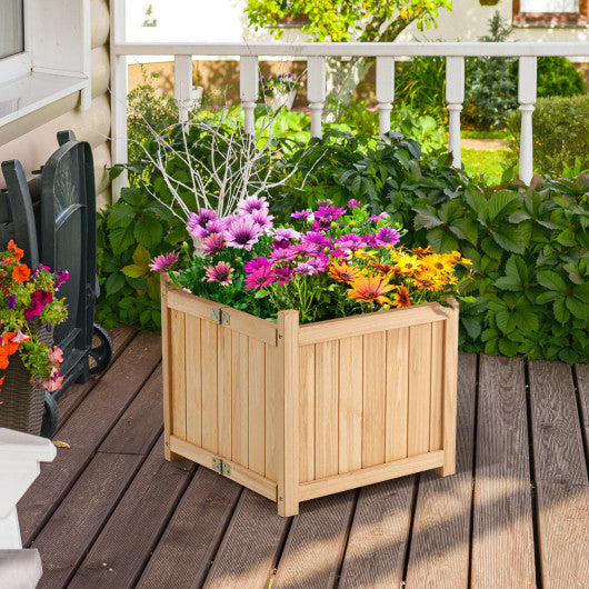 Folding Square Fir Wood Raised Garden Bed with Removable Bottom