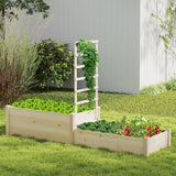 Raised Garden Bed with Trellis 87 Inch Wooden Elevated Planter with 2 Planter Boxes-Natural