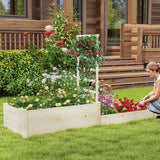 Raised Garden Bed with Trellis 87 Inch Wooden Elevated Planter with 2 Planter Boxes-Natural