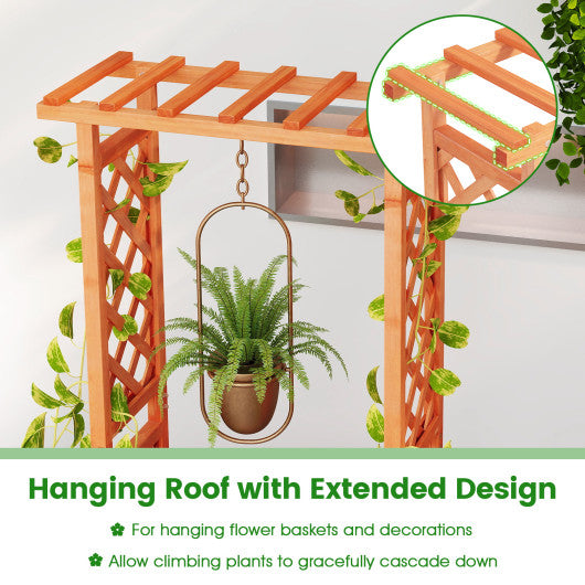 Raised Garden Bed with Side Trellis and Hanging Roof and Drainage Hole-Orange