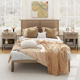 Rattan Nightstand Boho End Table with Rattan Drawer and Open Shelf Set of 2-Oak