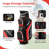 Golf Cart Bag with 14 Way Top Dividers-Red