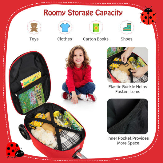 Hardshell Ride-on Suitcase Scooter with LED Flashing Wheels-Red