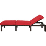 Outdoor Rattan Adjustable Cushioned Chaise-Red