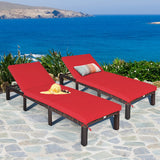 Outdoor Rattan Adjustable Cushioned Chaise-Red