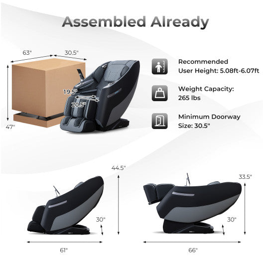 Relaxation 29-Full Body Massage Chair with Waist Heating & Airbag Massage-Black