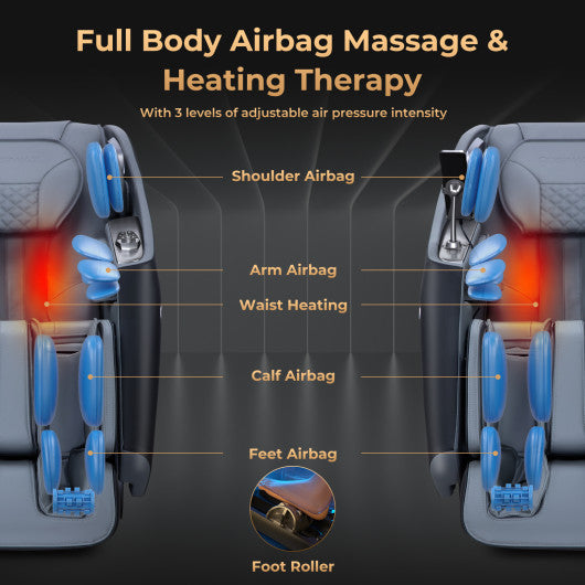 Relaxation 29-Full Body Massage Chair with Waist Heating & Airbag Massage-Black