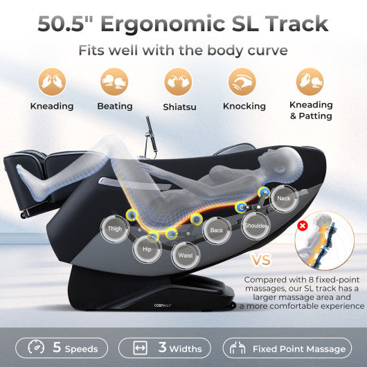 Relaxation 29-Full Body Massage Chair with Waist Heating & Airbag Massage-Black
