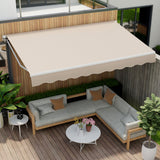 13 × 8 Feet Retractable Patio Awning Aluminum Deck Sunshade-Beige