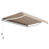 Outdoor Manual Retractable Awning Cover Shelter Patio Sun Shade-Beige