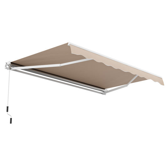 13 × 8 Feet Retractable Patio Awning Aluminum Deck Sunshade-Beige