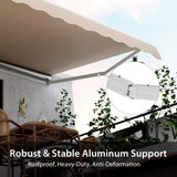 13 × 8 Feet Retractable Patio Awning Aluminum Deck Sunshade-Beige