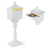 Retro Cast Aluminum Mailbox Security Postal Letter Box with Baffle Door-White