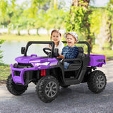 12V Kids Ride On Truck Car with Remote Control and 2 Seaters-Purple