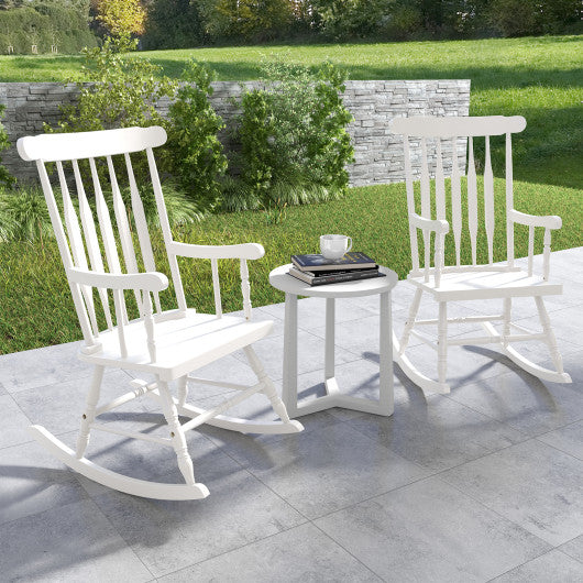 Rocking Chair with Solid Wooden Frame for Garden and Patio-White