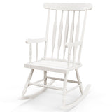 Rocking Chair with Solid Wooden Frame for Garden and Patio-White