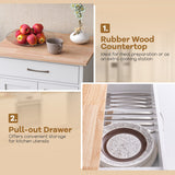 Rolling Kitchen Island Cart with Drawer and Towel Rack-White