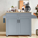 Rolling Kitchen Island Cart with Towel and Spice Rack-Gray