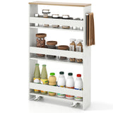Narrow Mobile Serving Cart with Open Shelves for Kitchen Bathroom Living Room-White