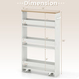 Narrow Mobile Serving Cart with Open Shelves for Kitchen Bathroom Living Room-White