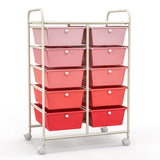 10-Drawer Rolling Storage Cart-Gradient Pink