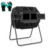 360° Rotatable Tumbling Composter with 2 Sliding Doors-Black