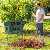 360° Rotatable Tumbling Composter with 2 Sliding Doors-Green