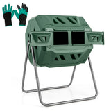 360° Rotatable Tumbling Composter with 2 Sliding Doors-Green