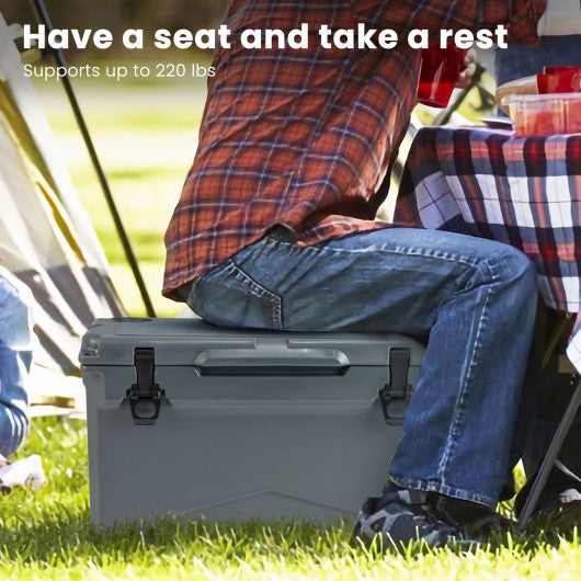 Rotomolded Cooler with Integrated Cup Holders and Bottle Opener-Gray