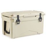 Rotomolded Cooler with Integrated Cup Holders and Bottle Opener-Tan