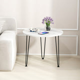 Round Coffee Table with Thickened Tabletop and Metal Tripod Legs-White