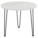 Round Coffee Table with Thickened Tabletop and Metal Tripod Legs-White