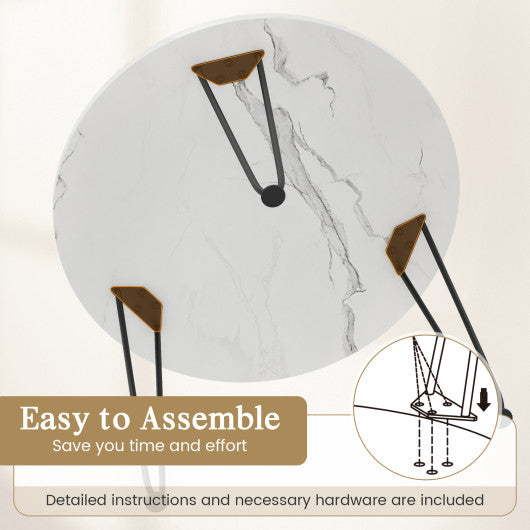 Round Coffee Table with Thickened Tabletop and Metal Tripod Legs-White