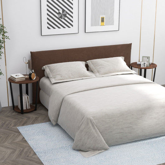 Round End Table with Open Shelf and Metal Frame-Walnut