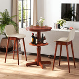 2-Tier Round High Top Bar Table with Storage Shelf and Pedestal Base-Espresso