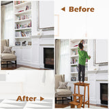 3-in-1 Rubber Wood 3 Tier Folding Step Stool Ladder Storage Shelf-Coffee