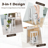 3 Tier Step Stool 3 in 1 Folding Ladder Bench-White