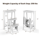 3 Tier Step Stool 3 in 1 Folding Ladder Bench-White