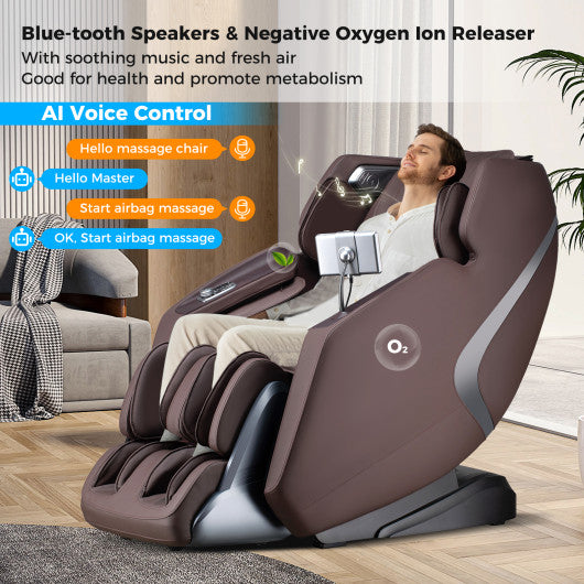 3D SL-Track Full Body Massage Chair with Zero-Gravity Design-Brown