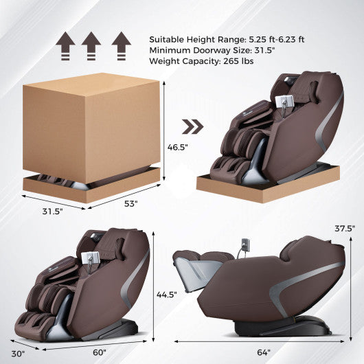 3D SL-Track Full Body Massage Chair with Zero-Gravity Design-Brown