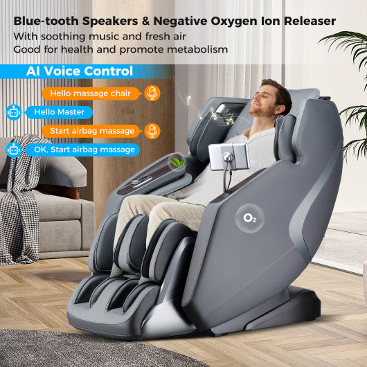 3D SL-Track Full Body Massage Chair with Zero-Gravity Design-Gray