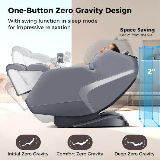 3D SL-Track Full Body Massage Chair with Zero-Gravity Design-Gray