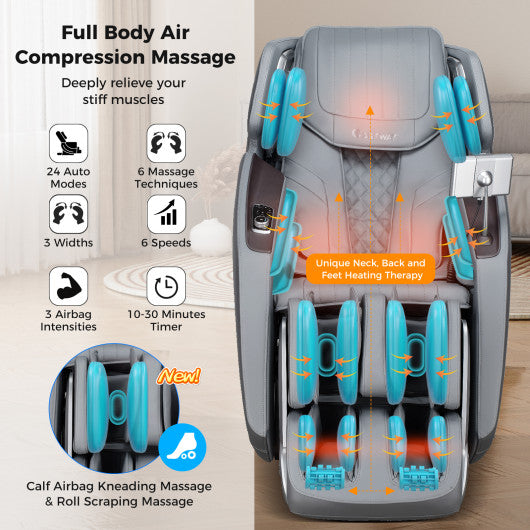 3D SL-Track Full Body Massage Chair with Zero-Gravity Design-Gray